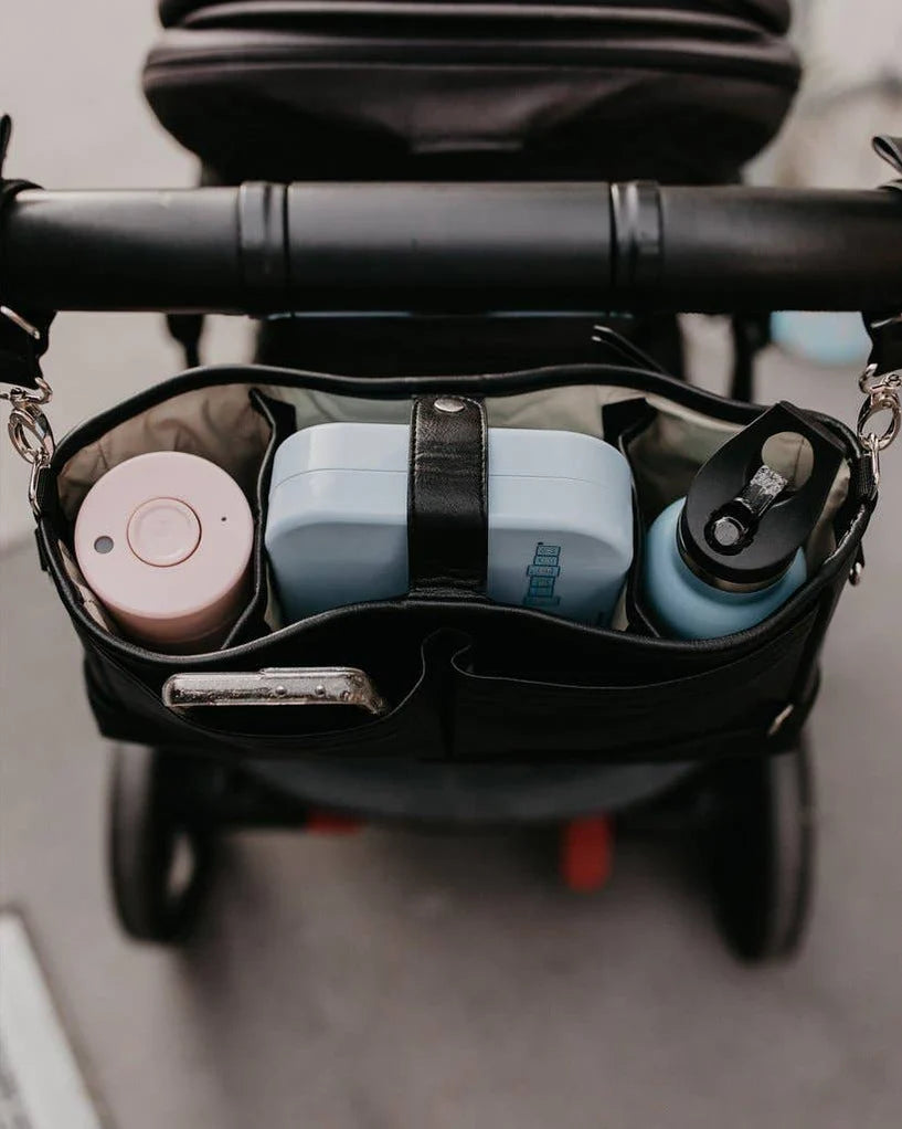Signature Pram Caddy (Vegan Leather) — Black