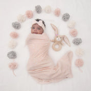 Jersey Swaddle & Rattle — Floral/Bunny
