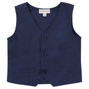 Toby Linen Vest — Navy