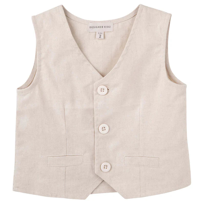 Toby Linen Vest — Sand