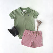 Baby Boys Polo Romper — Green
