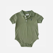 Baby Boys Polo Romper — Green