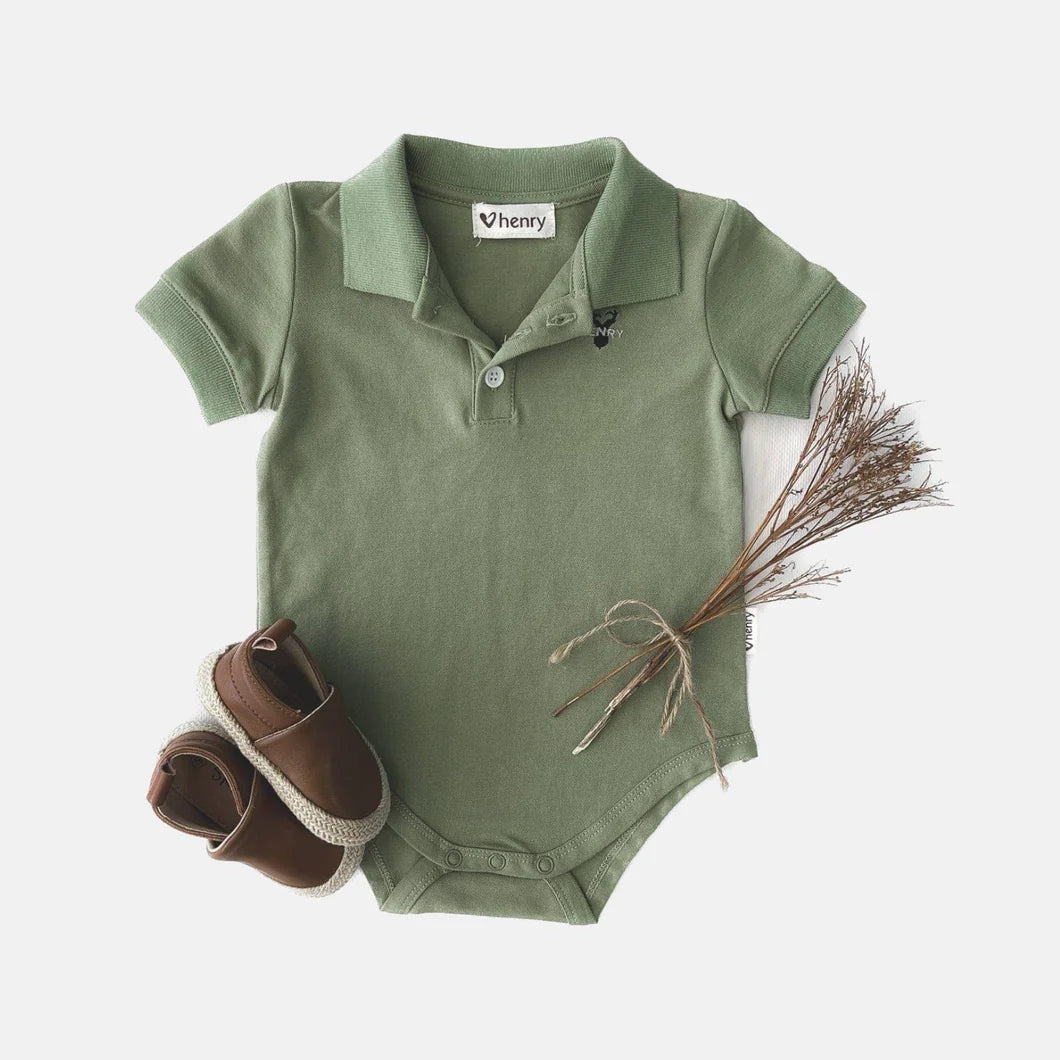 Baby Boys Polo Romper — Green