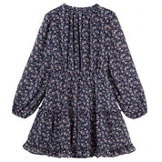 Caitlin L/S Floral Frill Dress — Navy