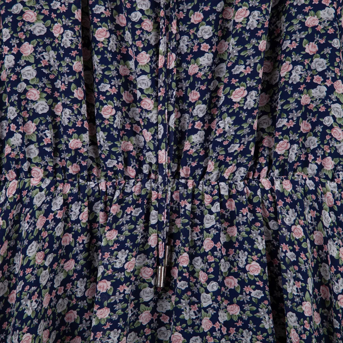 Caitlin L/S Floral Frill Dress — Navy