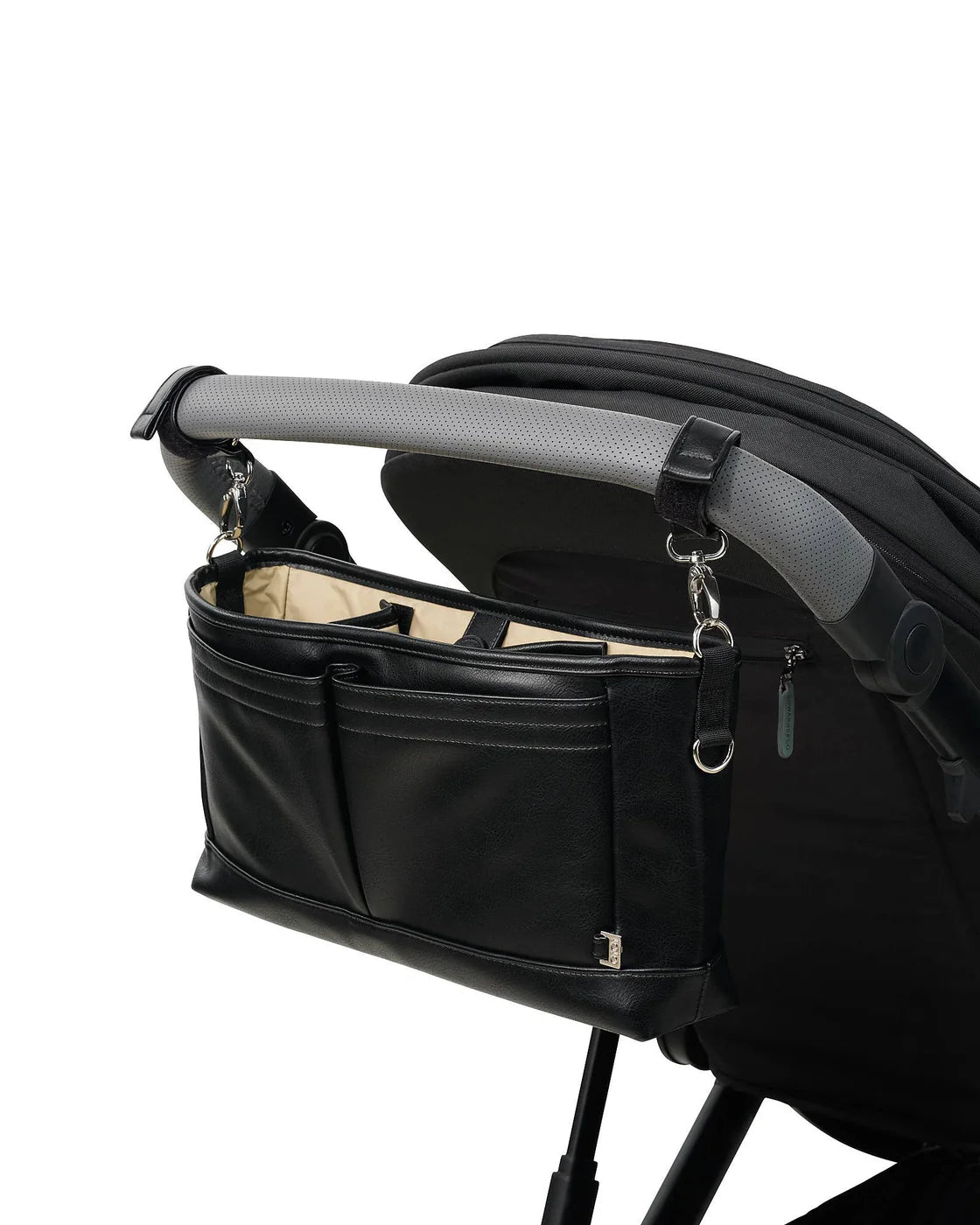 Signature Pram Caddy (Vegan Leather) — Black