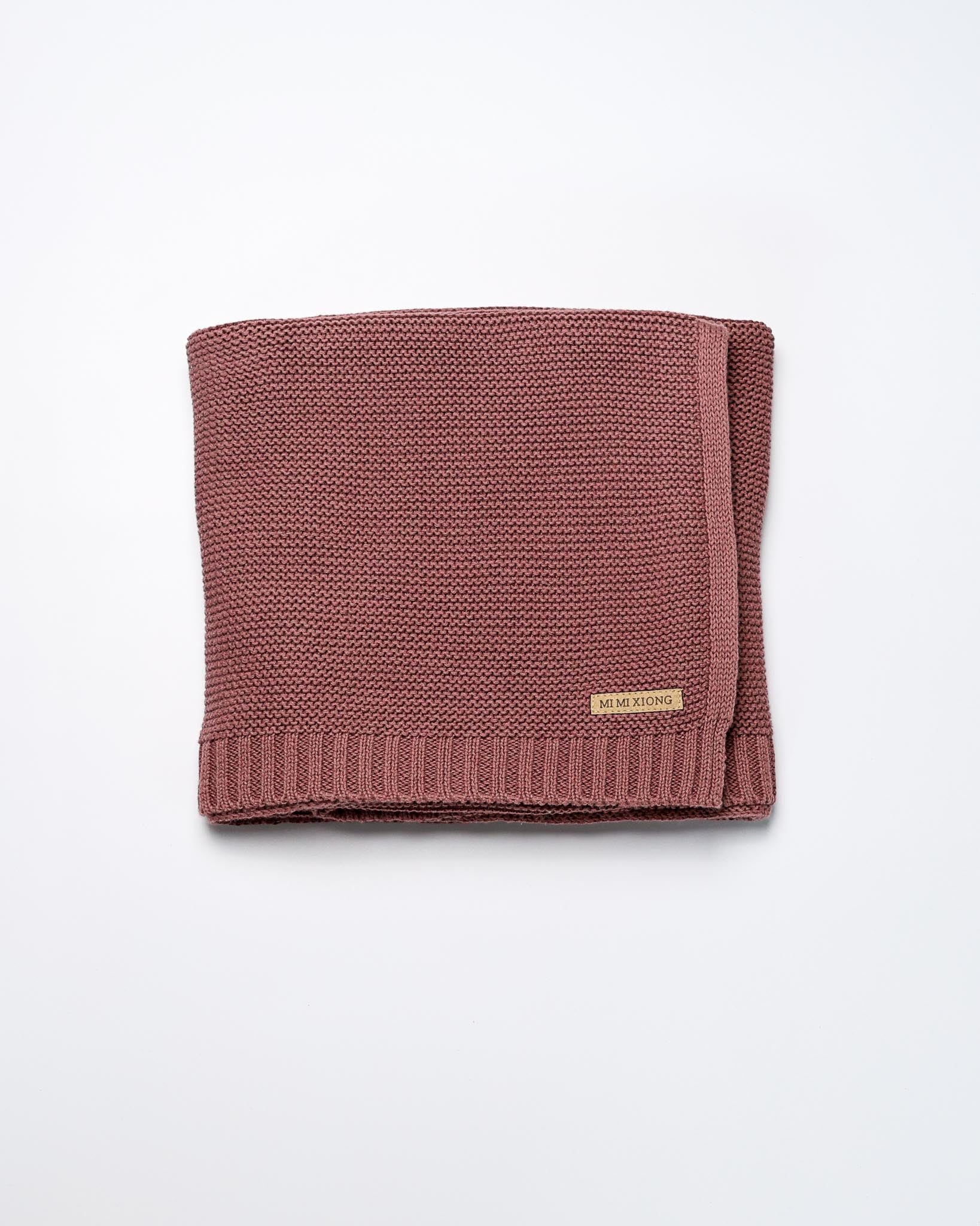 Knitted Cotton Baby Blanket — Plum